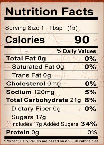 Nutrition Facts panel cropped from the approved Sweet Chili Sauce flat label
