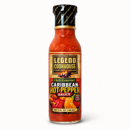 Legend Caribbean Hot Pepper Sauce bottle isolated on a clean light background.