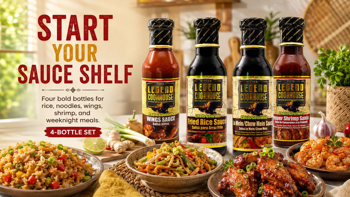 Legend Chefs Gourmet Chinese 4 Bottle Bundle wide hero with four sauces