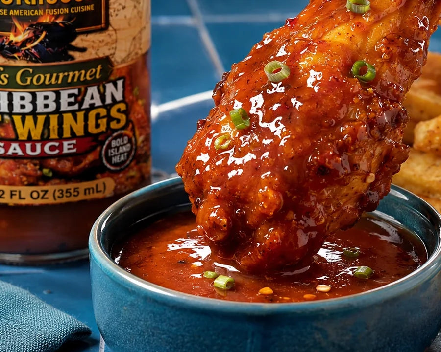 Crispy snack dipped in sauce for dipping, seafood, and small plates