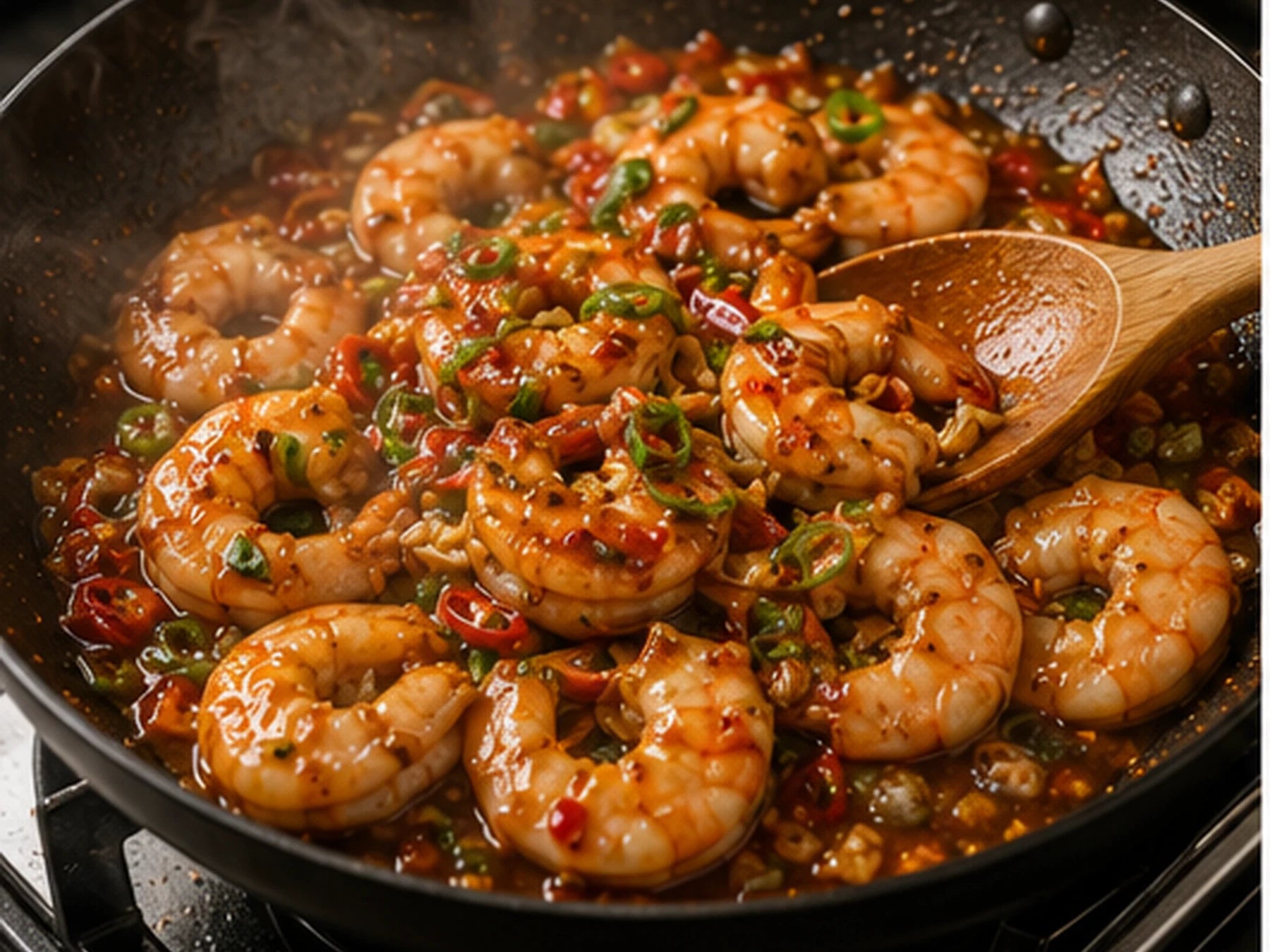 Pepper Shrimp with Garlic Scallion Rice