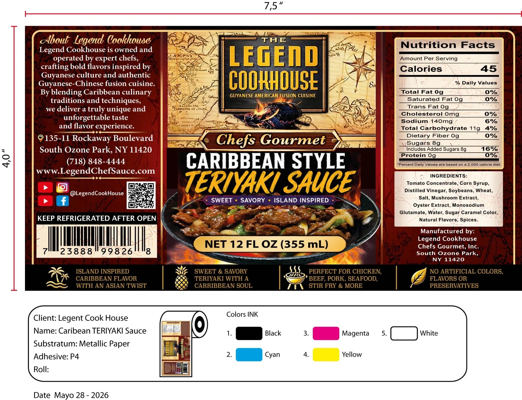 Full flat label reference for Legend Teriyaki Sauce