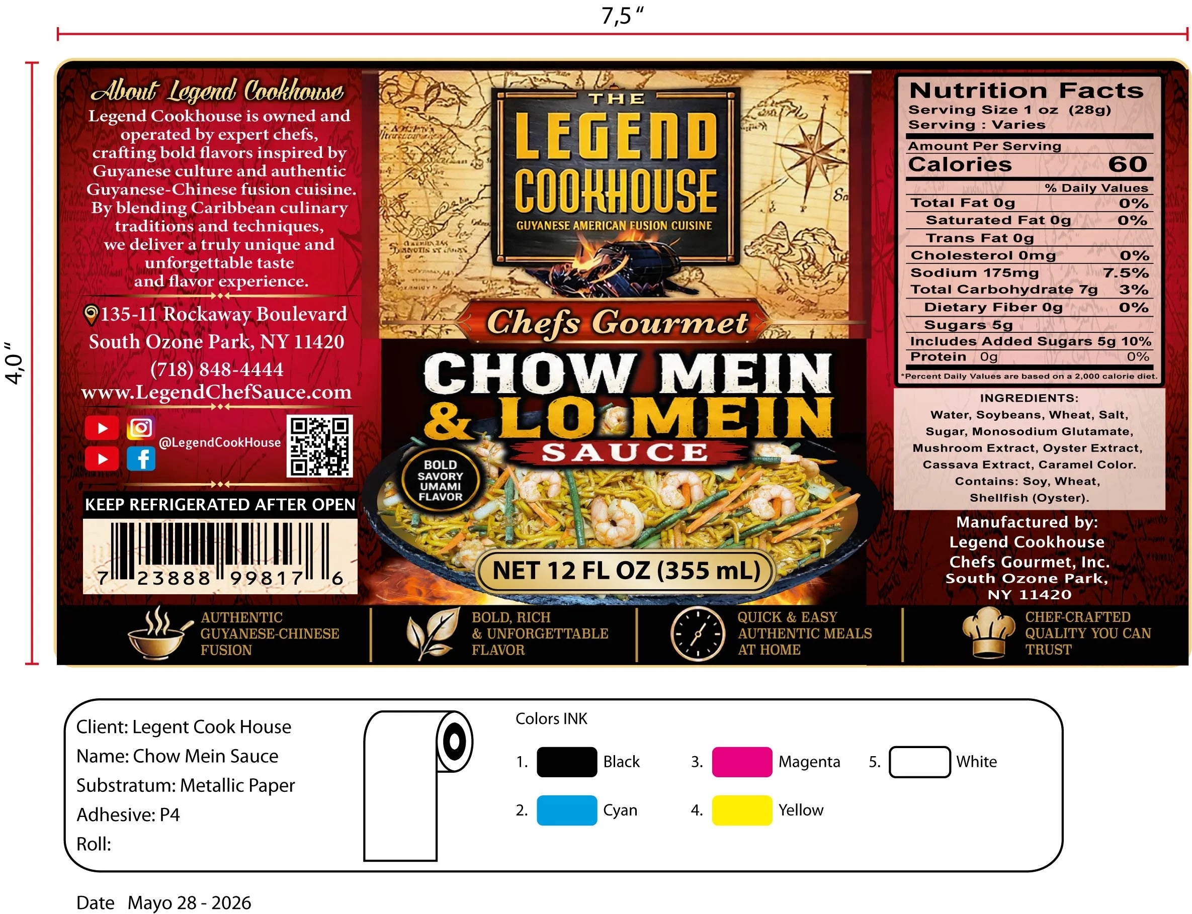 Full flat label reference for Legend Chow Mein and Lo Mein Sauce
