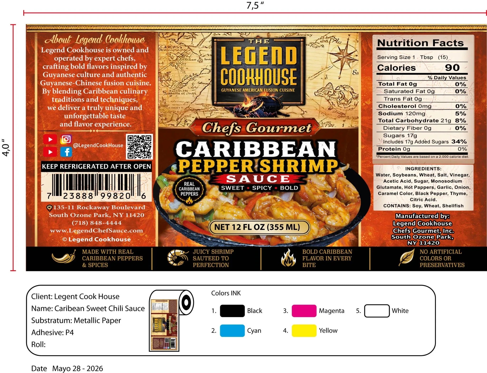 Full flat label reference for Legend Pepper Shrimp Sauce